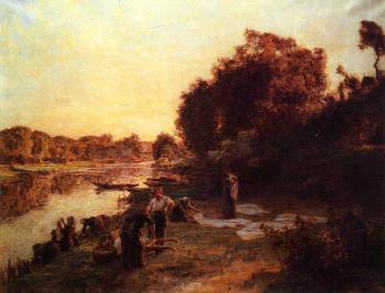 Leon Augustin Lhermitte : Washerwomen by the Banks of the Marne